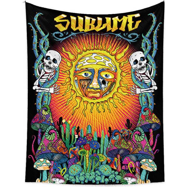 Sublime Sun Tapestry Wall Hanging, Psychedelic Hippie Vertical Colorful Tapestries with Mushroom Cactus Decor 28Â¡Ã37 inch