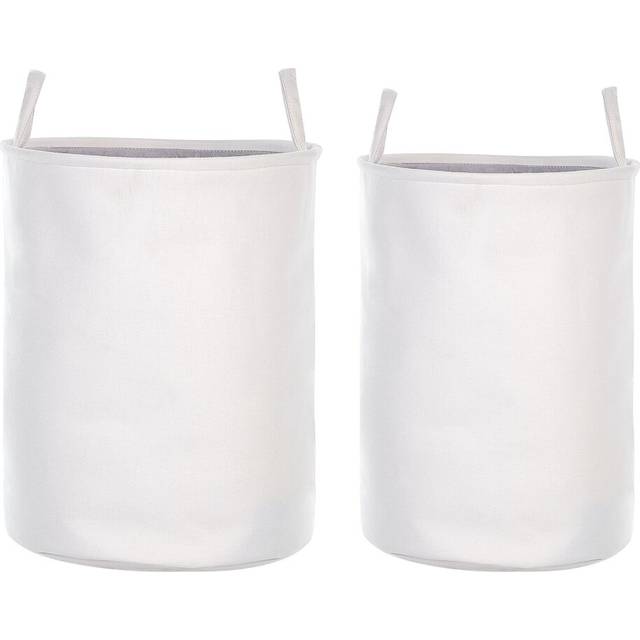 Set of 2 Fabric Baskets Light White ARCHA