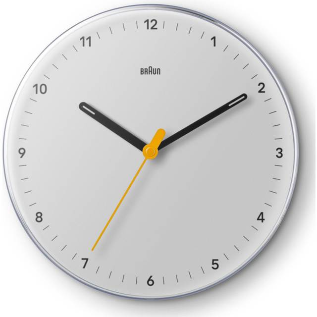 Braun Classic Analogue Wall Clock with Silent Sweep Movement - White