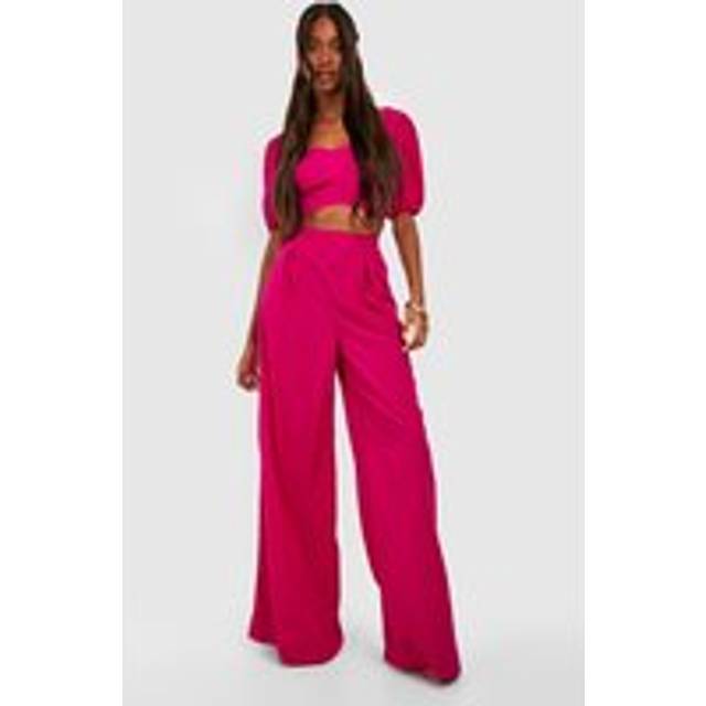 Womens Pleat Front Wide Leg Palazzo Trousers - Black - 16, Black