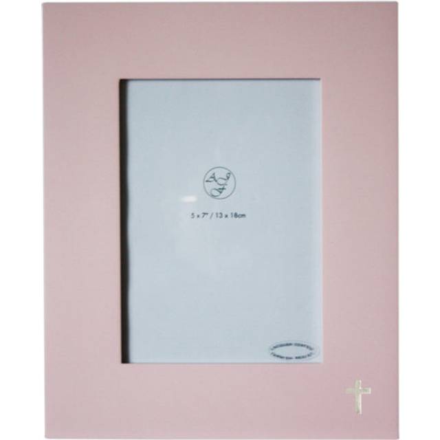 5x7 Pink Wooden Silver Latin Cross Photo Frame