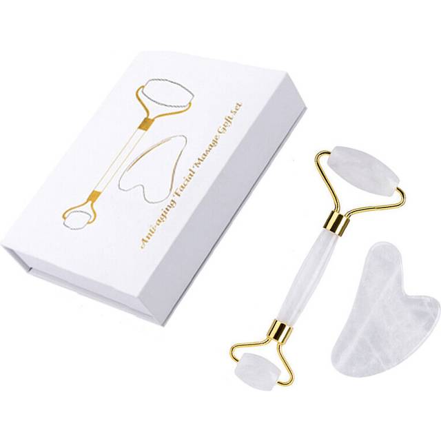 (a-Type H ( With box)) The Best Gift 3 in 1 Jade Roller Facial Massager Gouache Scraper Rose Quartz Guasha Board Face Lifting Relax Beauty Set With Bo