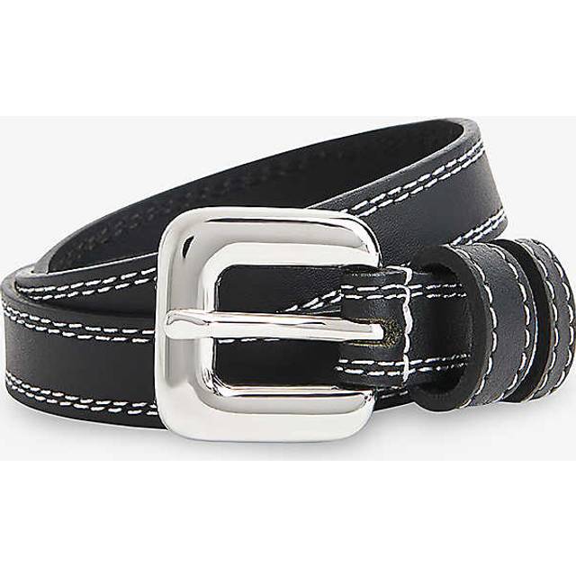 Whistles Womens Monochrome Square-buckle Slim Leather Belt M - MONOCHROME
