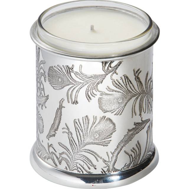 Pewter Votive Candle Holder Embossed with all over Peacock Feather Design with Candle V and A Licensed Peacock Collection Perfect for Engraving