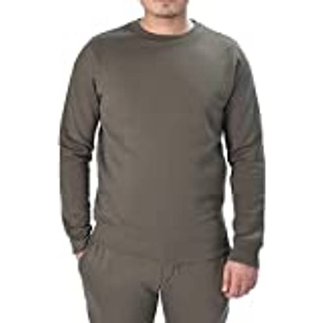 Classic Plain Crew Neck Long Sleeve Pullover Sweatshirt Jumper - Khaki - XL