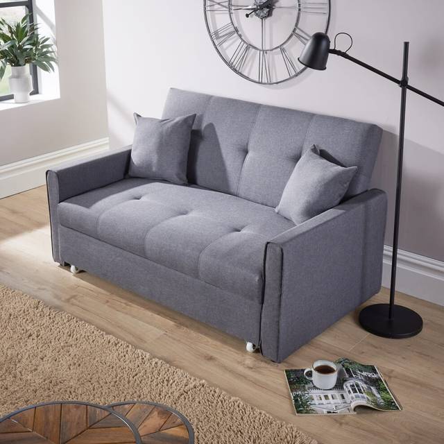 Home Source Charleston 2 Seater Folding Double Sofa Bed - Grey