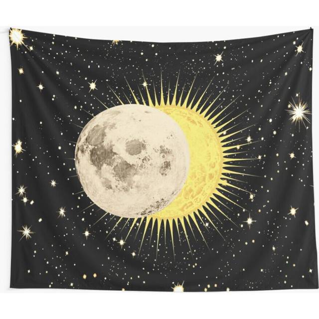 Tapestry 60x50inch Imminent Eclipse / Sun Moon Stars Space Astronomy Wall Hanging Art DÃ©cor Living Room