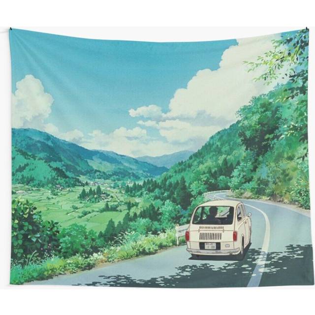Tapestry 60x50inch Vintage Anime Road Scenery Wall Hanging Art DÃ©cor Living Room