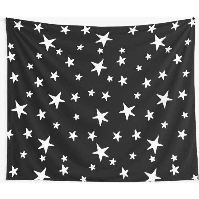 Tapestry 60x50inch Stars - White on Black Wall Hanging Art DÃ©cor Living Room