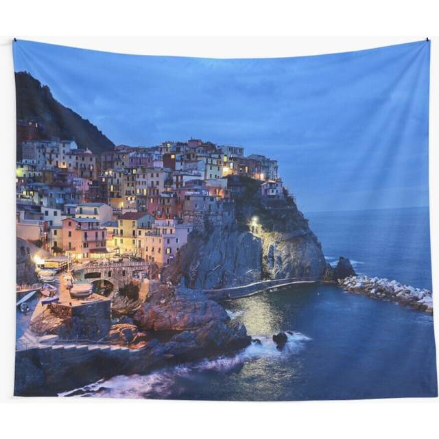 Tapestry 60x50inch Cinque Terre Italy Sunset Ocean Cliffs Wall Hanging Art DÃ©cor Living Room