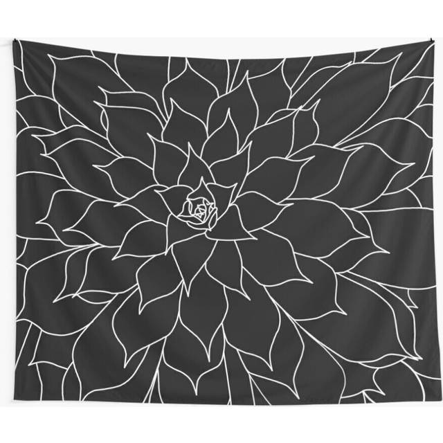 Tapestry 60x50inch Black and White Succulent Wall Hanging Art DÃ©cor Living Room