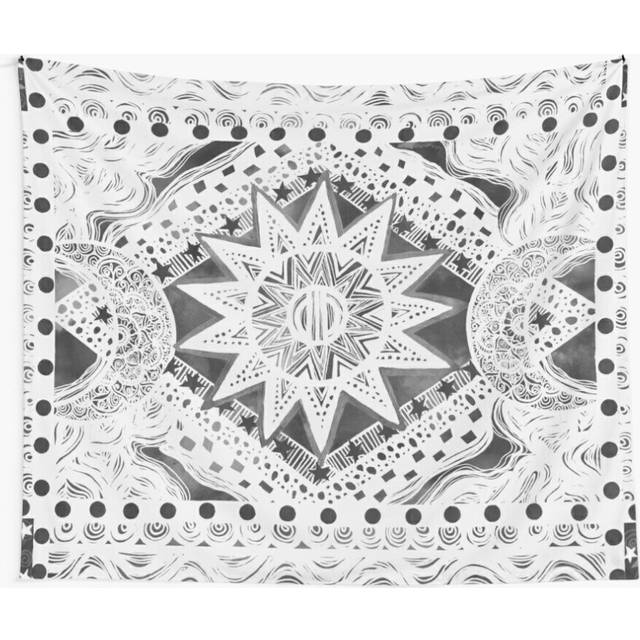 Tapestry 60x50inch Black Light Sun Moon and Stars: faded Wall Hanging Art DÃ©cor Living Room