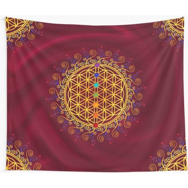 Tapestry 60x50inch FLOWER OF LIFE, CHAKRAS, SPIRITUALITY, YOGA, ZEN, Wall Hanging Art DÃ©cor Living Room