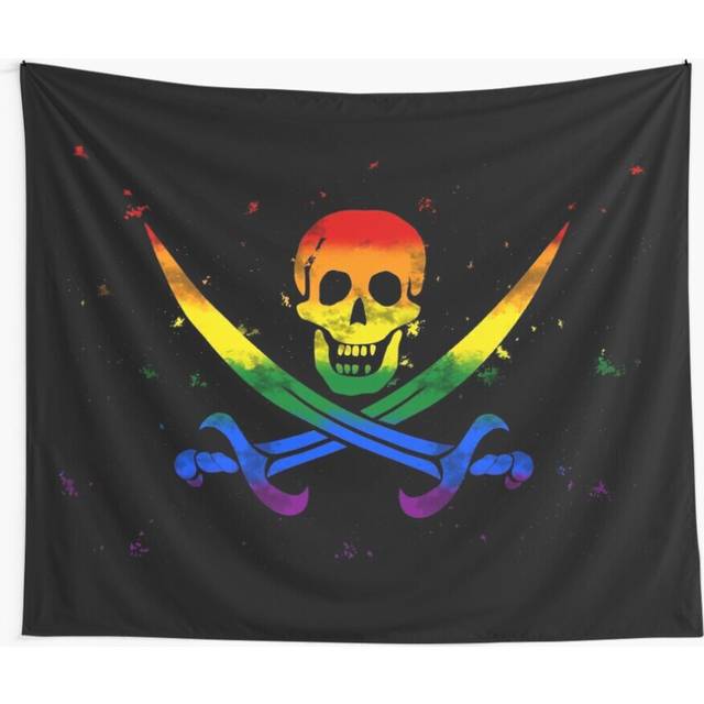 Tapestry 60x50inch Rainbow Pirate Flag Wall Hanging Art DÃ©cor Living Room