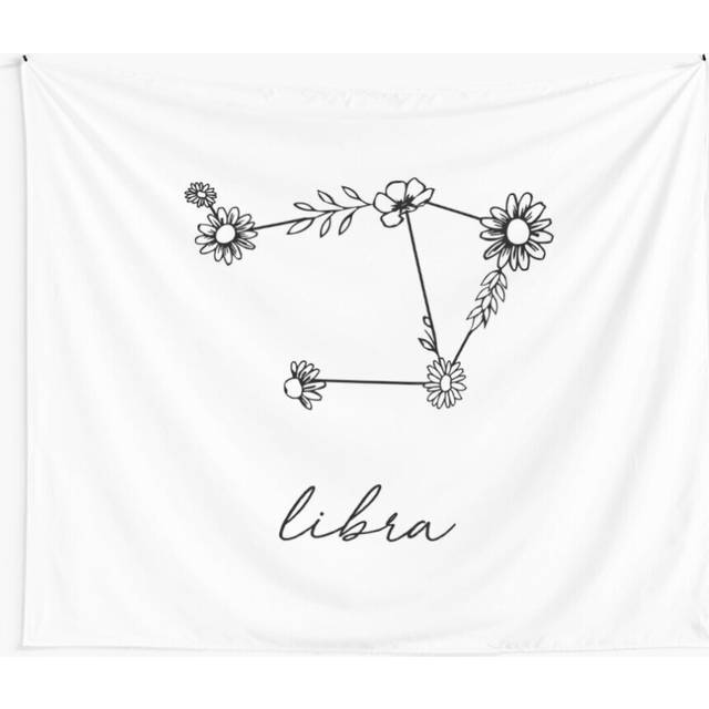 Tapestry 60x50inch Libra Zodiac Wildflower Constellation Wall Hanging Art DÃ©cor Living Room