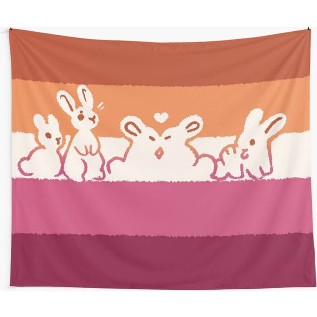 Tapestry 60x50inch Lesbian Flag Bunnies Wall Hanging Art DÃ©cor Living Room