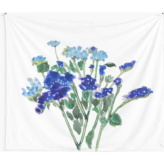 Tapestry 60x50inch blue flower watercolor Wall Hanging Art DÃ©cor Living Room