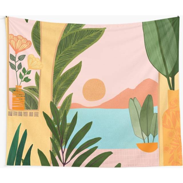 Tapestry 60x50inch Moroccan Coast Landscape Illustration Wall Hanging Art DÃ©cor Living Room