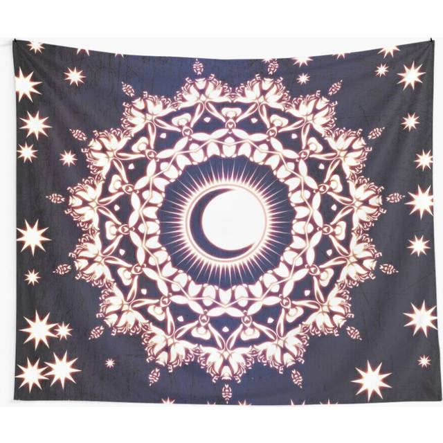 Tapestry 60x50inch Sun Moon Stars Glowing Spiritual Meditation Zen Hippie Mandala Wall Hanging Art DÃ©cor Living Room