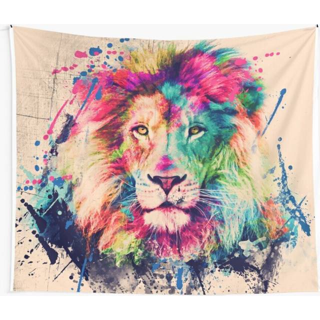 Tapestry 60x50inch Lion Watercolor Splash Portrait Wall Hanging Art DÃ©cor Living Room