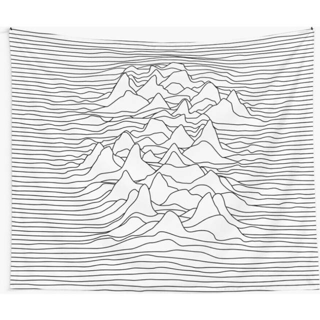 Tapestry 60x50inch Black and white graphic - sound wave illustration - white Wall Hanging Art DÃ©cor Living Room