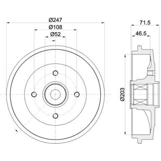 HELLA Bromstrumma 8DT 355 302-791 med hjulnav, med ABS-sensorring, med hjullager, utan hjulbultar PEUGEOT: 206 Hatchback