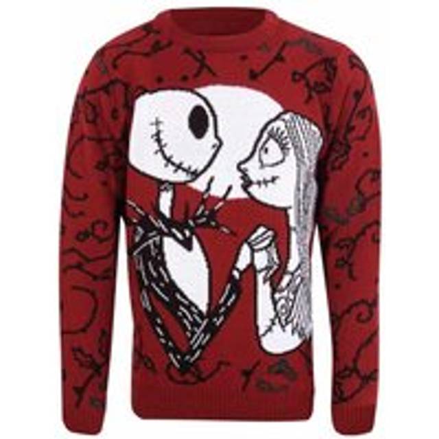 (L, Multicoloured) Nightmare Before Christmas Unisex Adult Jack and Sally Knitted Sweatshirt