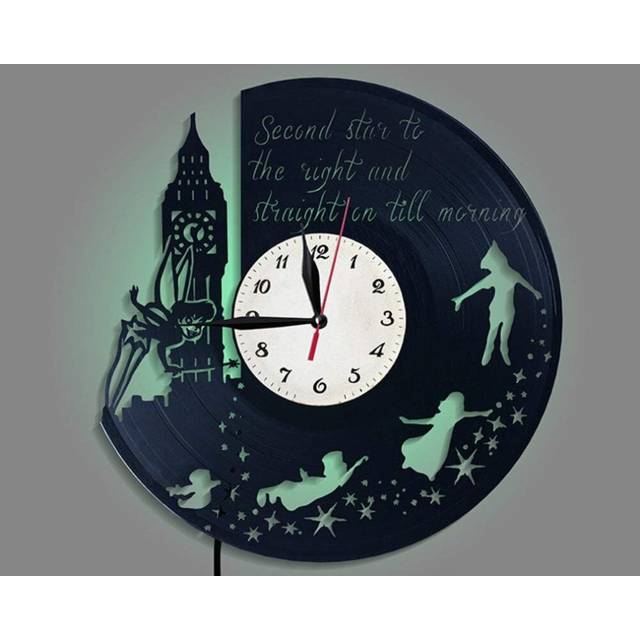 Record The Peter Pan Clock Vinyl Wall Clock Creative Wall Clock Without Led Light 12 Inches
