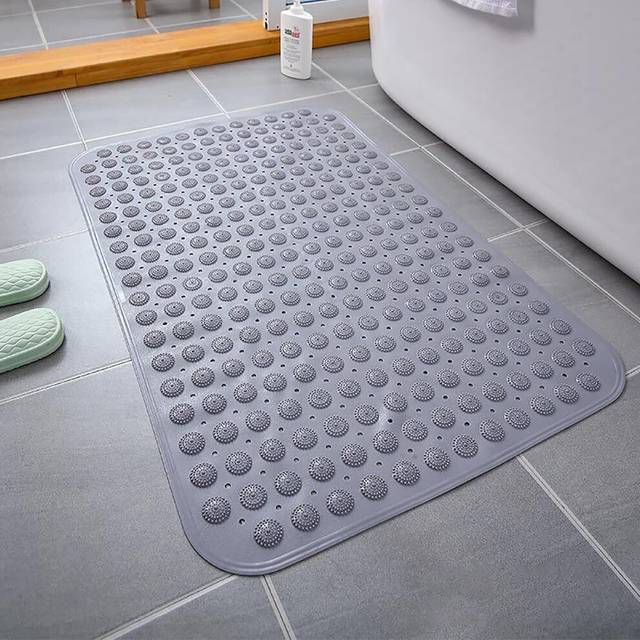 Bathroom Rug Fast Drying Bathroom Rug 32x16 Shower Mat Shower Mat Extra Large Non Slip Mat for Elderly & Kids Bathroom Drain Holes Strong Suction Cup