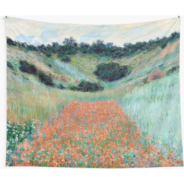 Tapestry 60x50inch 1885-Claude Monet-Poppy Field in a Hollow near Giverny-65 x 81 Wall Hanging Art DÃ©cor Living Room