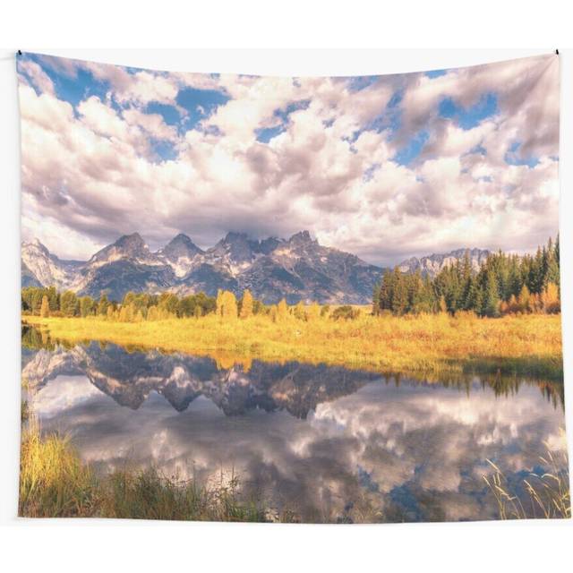 Tapestry 60x50inch The Grand Tetons Range Reflection Les Trois Tetons Wall Hanging Art DÃ©cor Living Room