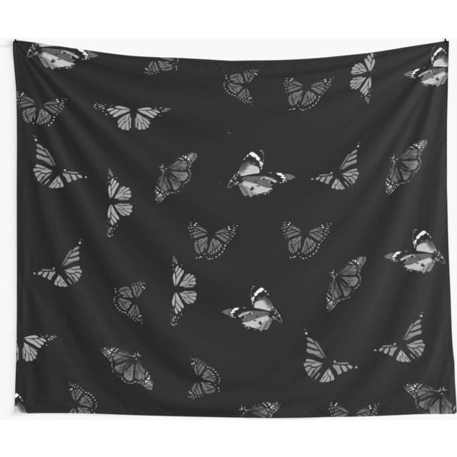 Tapestry 60x50inch Butterflies Pattern Black And White Wall Hanging Art DÃ©cor Living Room