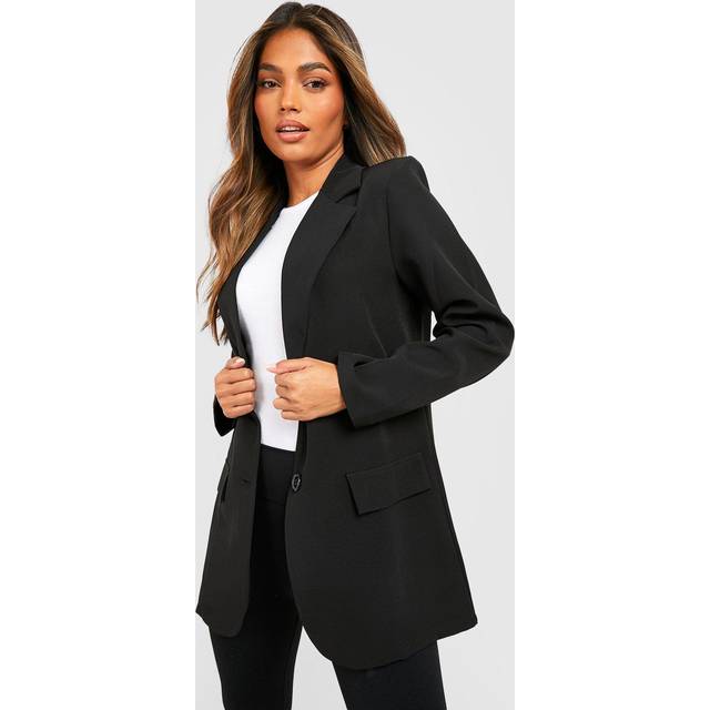 Womens Boohoo Basics Woven Single Breasted Fitted Blazer - Black - 8, Black