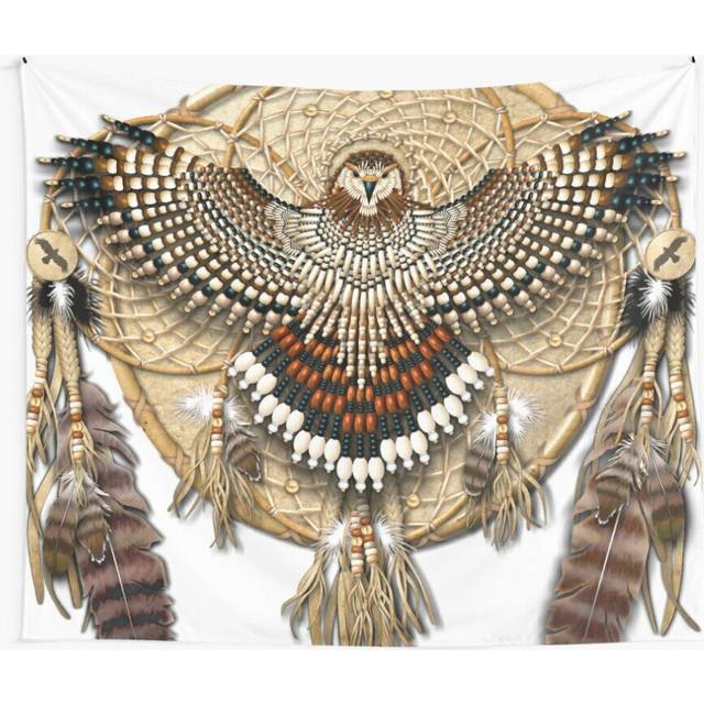 Tapestry 60x50inch Red-Tail Hawk Dreamcatcher Mandala Wall Hanging Art DÃ©cor Living Room