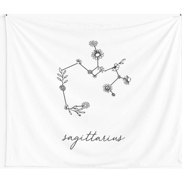 Tapestry 60x50inch Sagittarius Zodiac Wildflower Constellation Wall Hanging Art DÃ©cor Living Room