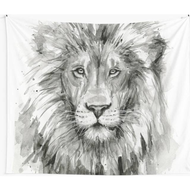 Tapestry 60x50inch Lion Watercolor Painting Wall Hanging Art DÃ©cor Living Room