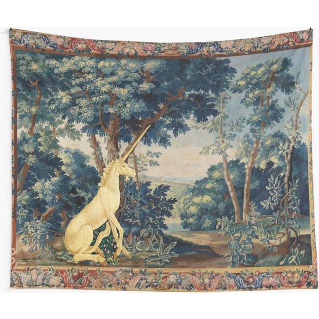 Tapestry 60x50inch UNICORN IN WOODLAND LANDSCAPE AMONG GREENERY AND TREES Wall Hanging Art DÃ©cor Living Room