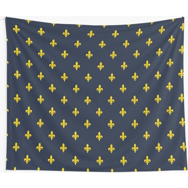 Tapestry 60x50inch Lilies Pattern Golden and Dark Blue Lily Wall Hanging Art DÃ©cor Living Room