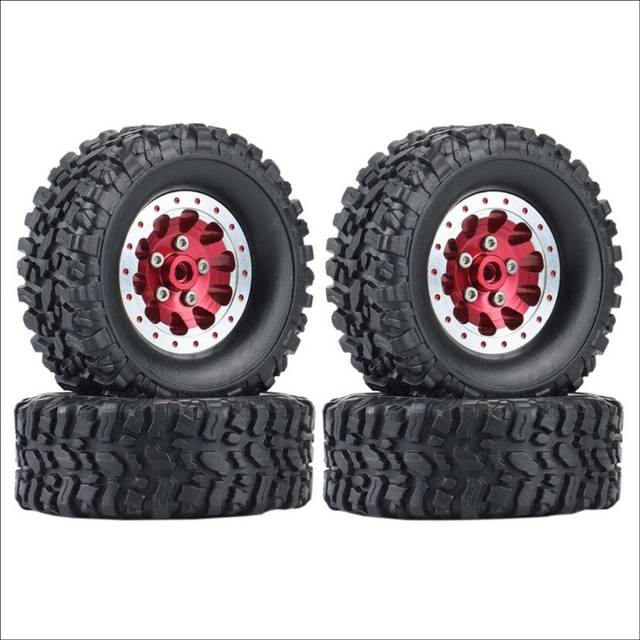 4Pcs Metal Beadlock Wheel Hub Wheel Rim and Rubber Tire for C14 C24 B14 B24 B36 MN D90 MN99S RC Car Upgrade Parts,2