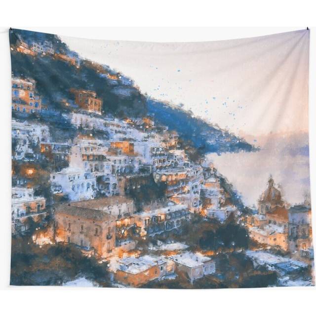 Tapestry 60x50inch Positano, beauty of Italy Wall Hanging Art DÃ©cor Living Room