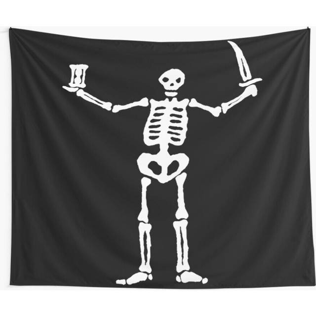 Tapestry 60x50inch Black Sails Pirate Flag White Skeleton Wall Hanging Art DÃ©cor Living Room
