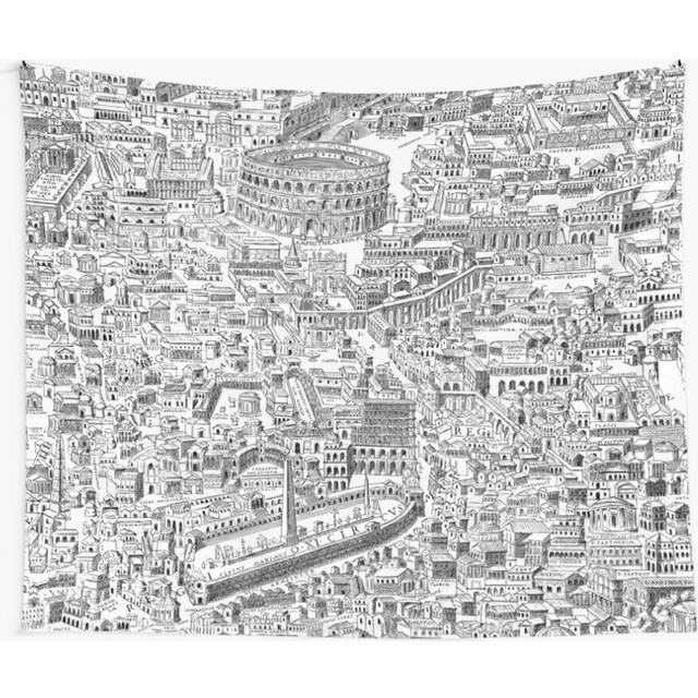 Tapestry 60x50inch Ancient Rome Historic Line Drawing Wall Hanging Art DÃ©cor Living Room