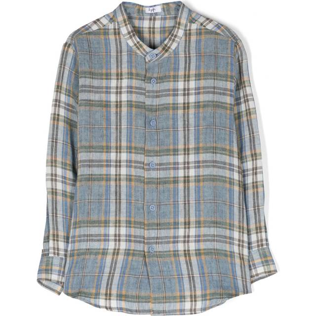 Plaid Checked Linen Mandarin Shirt size 4 Y (4 Y)