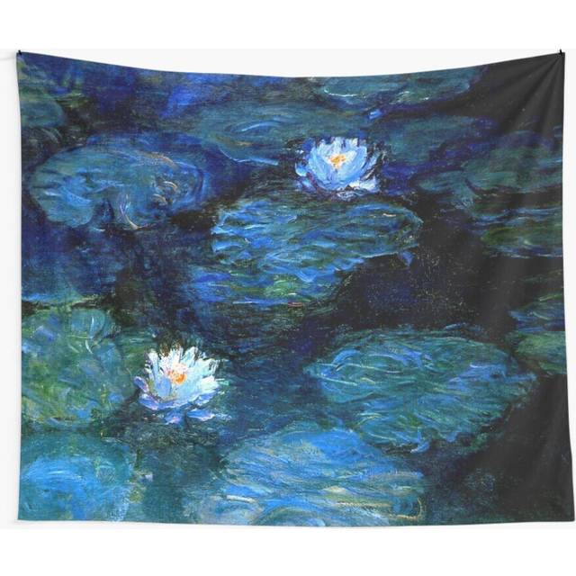 Tapestry 60x50inch Water Lilies Monet deep blue Wall Hanging Art DÃ©cor Living Room