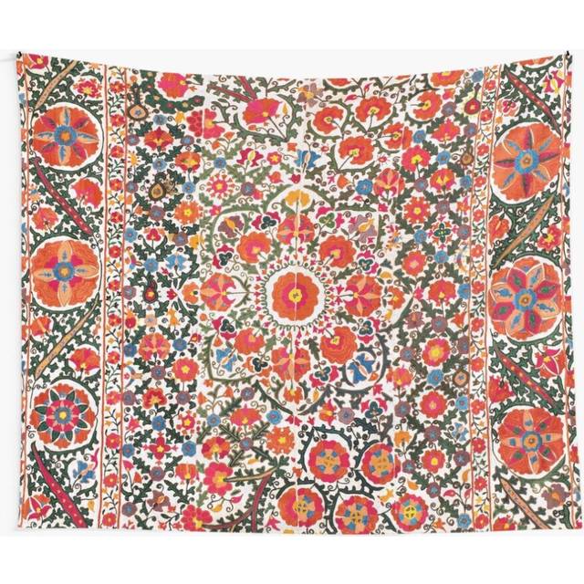 Tapestry 60x50inch Bokhara Suzani Antique Uzbekistan Floral Rug Print Wall Hanging Art DÃ©cor Living Room