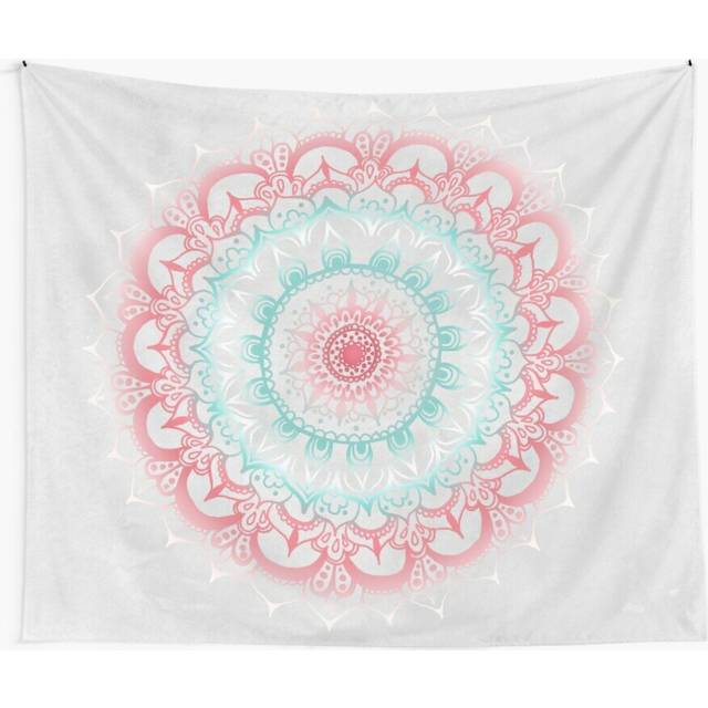 Tapestry 60x50inch Teal Coral Glow Medallion Wall Hanging Art DÃ©cor Living Room
