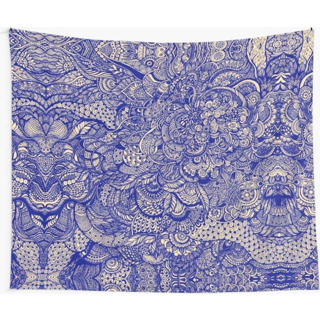 Tapestry 60x50inch Hand drawing purple and yellow zentangle pattern Wall Hanging Art DÃ©cor Living Room