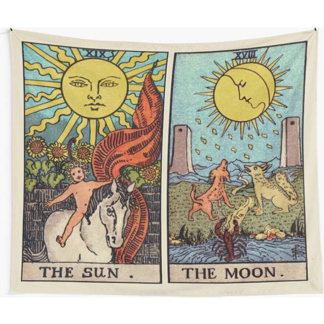 Tapestry 60x50inch Moon Sun Tarot Colour Wall Hanging Art DÃ©cor Living Room