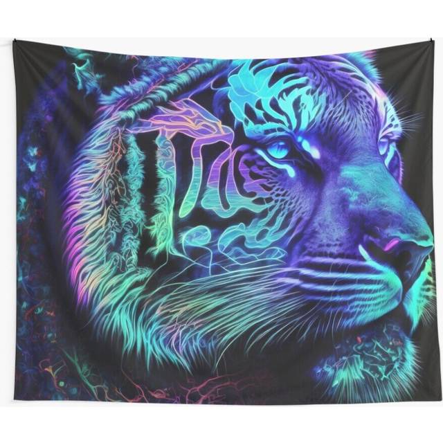 Tapestry 60x50inch Fluroescent UV Blacklight Tiger Wall Hanging Art DÃ©cor Living Room