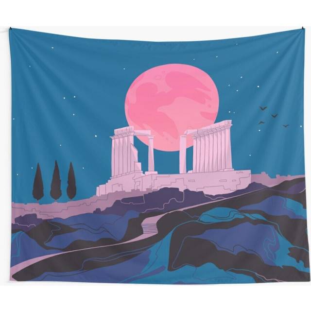 Tapestry 60x50inch Temple of Poseidon at Sounion Wall Hanging Art DÃ©cor Living Room